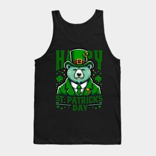 Happy st patricks day funny green bear Tank Top